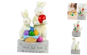 Easter Bunny Music Box Figurine, Easter Rabbit with Eggs Musical Sculpted - Picture 1 of 7