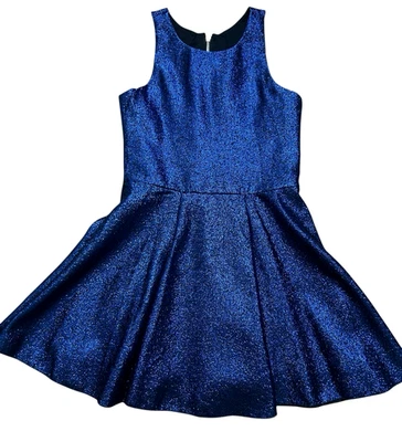 Vestido de fiesta Zoe Ltd para niñas metálico azul real sin mangas espalda anillo tórico cremallera 14 Foto 1 de 4