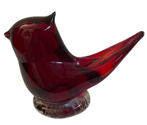 Hand Blown Art Glass Bird Red Leo Ward Signed 1999 Royal Cardinal Terra Studios - Picture 1 of 10