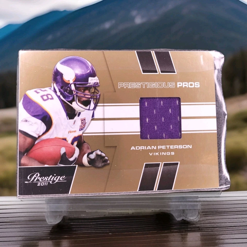 2011 Prestige Prestigious Pros Gold Jersey Card Adrian Peterson Vikings 21/50 - Image 1 of 2