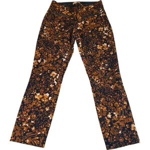 Anthropologie Women’s Size 6 Slim Fit Trousers Brown Floral Print Casual Pants - Picture 1 of 16
