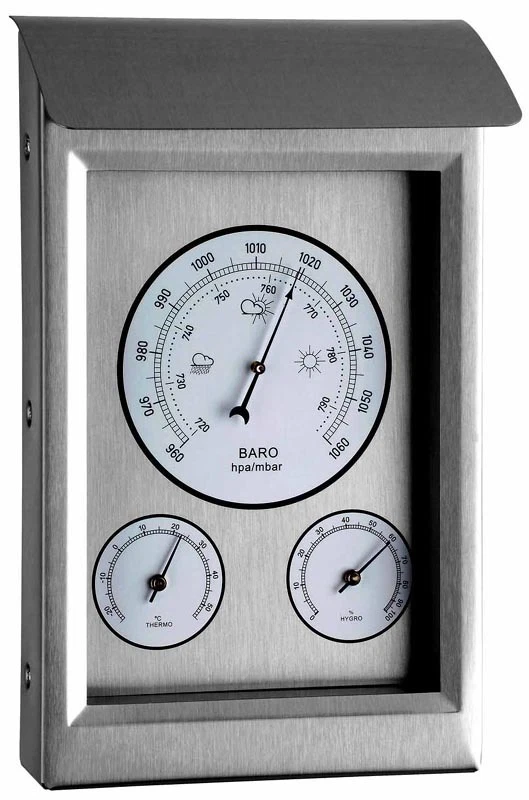 TFA 20.2046 Außenwetterstation analog Edelstahl Thermometer Hygrometer Barometer - Bild 1 von 1