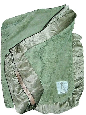 Pequeña Jirafa Chenilla Felpa Satén Verde Salvia Manta de Seguridad Bebé   Foto 1 de 2