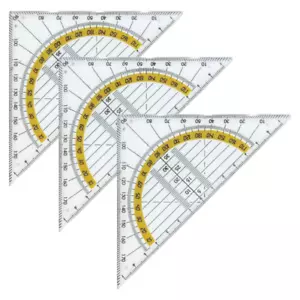 3x Geodreieck 14 cm, Geometrie-Dreieck Maßstab Kunststoff glasklar - Bild 1 von 2