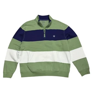 CHAPS Colorblock Casual Designer Quarter Zip Fall Spring Sweater Jacket Mens 2XL - Picture 1 of 4