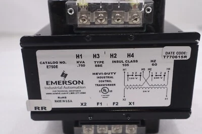 EMERSON  E750E SBE CONTROL TRANSFORMER .75 KBA 120 X 240 60HZ STOCK 2162-A - image 1 of 4