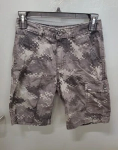 Boys Vans Off The Wall Black Geometric Camo Cargo Denim Shorts Sz 12 - Picture 1 of 4
