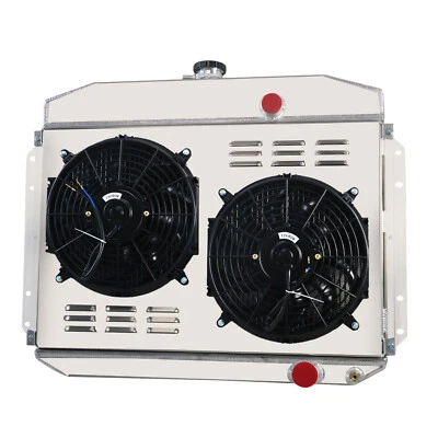 Relé de ventilador de cubierta de radiador de aluminio de 4 filas para camioneta Ford F100 F250 F350 1961-64 Foto 1 de 4