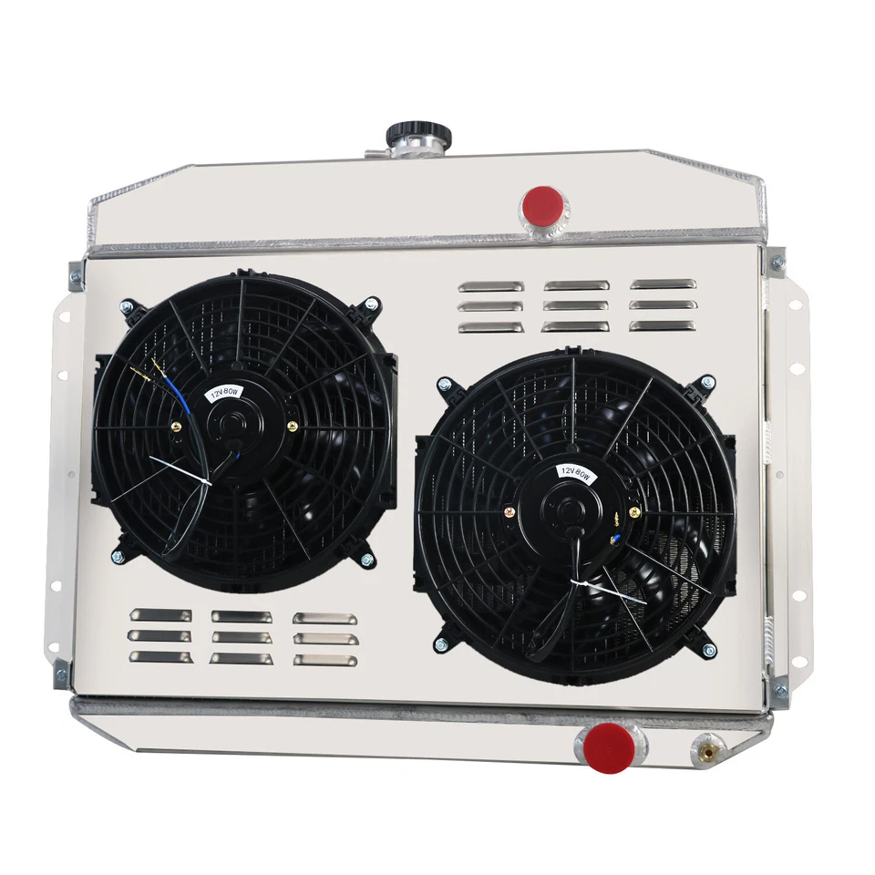 4Row Aluminum Radiator Shroud Fan Relay Fit 1961-64 Ford F100 F250 F350 Pickup - Image 1 of 4