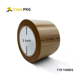 12 rollos 3" x 110 yardas 330' cartón bronceado/marrón cinta de embalaje cinta de envío - Imagen 1 de 6