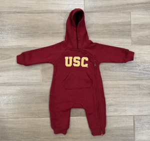 USC Trojans Baby Toddler Bunting One Piece Size 3-6 Months Red Zip Heritage EUC - Picture 1 of 8
