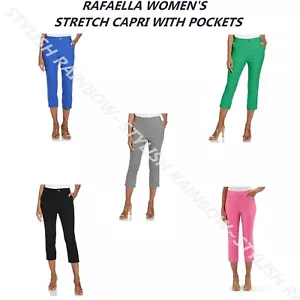 RAFAELLA WOMEN'S STRETCH CAPRI WITH POCKETS~MULTIPLE COLOR & SIZE NEW - Picture 1 of 44