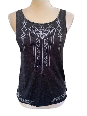 Camiseta sin mangas para mujer O'neill pequeña negra bordada diseño tribal Foto 1 de 4