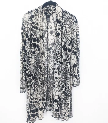 Cárdigan Ali Miles para mujer Plus 3X negro blanco puro suéter elástico ligero Foto 1 de 4