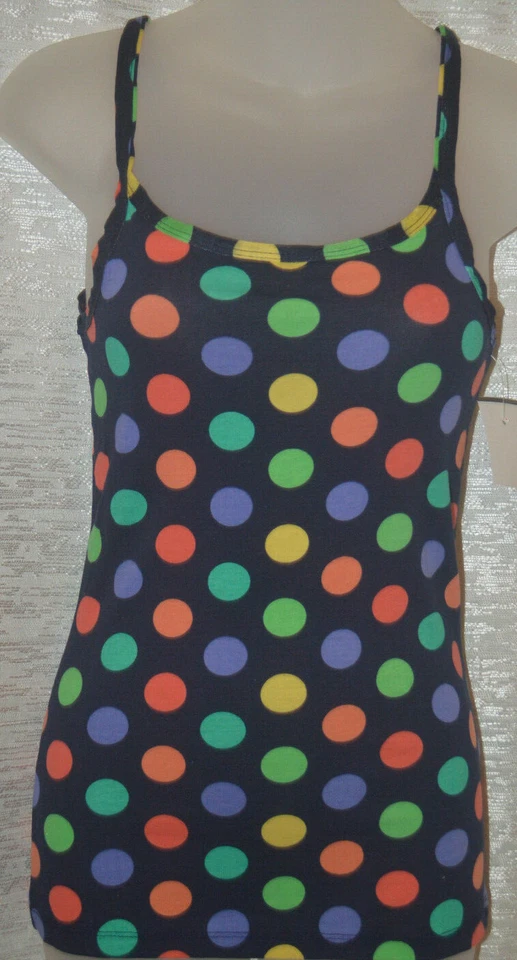 Camiseta sin mangas para mujer Rue 21 azul marino multicolor lunares tallas S, M Foto 1 de 2