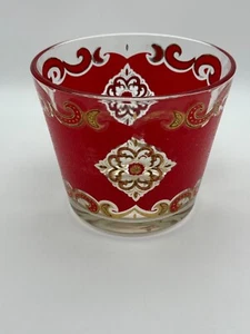 Vintage MCM Culver Starlyte Textured Red and Gold Glass Filigree Ice Bucket - Picture 1 of 8