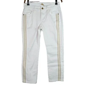 Pantalone donna Tommy Bahama taglia 0 bianco denim cropped ricamo elasticizzato casual - Foto 1 di 12