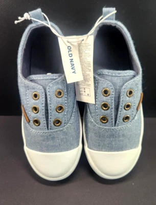 NWT Old Navy Boys Girls Size 9 Slip On Lace less Shoes Chambray - Image 1 of 4