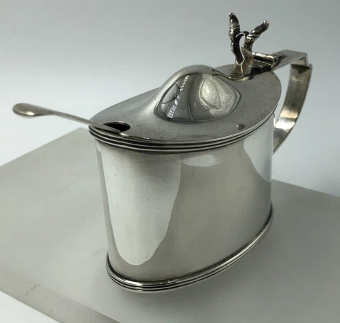 Silver Mustard Pot & Spoon Stokes & Ireland Lond 1902 - Spoon A&J Savory Earlier Cover