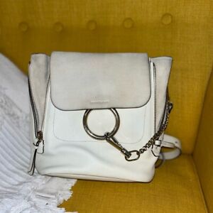 Chloe Faye Off White Cream Small Suede & Leather Designer Backpack Bag