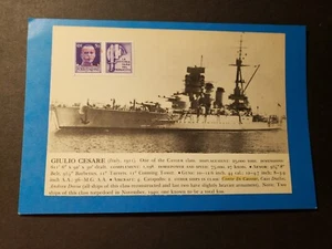 Italian WWII Battleship GIULIO CESARE Naval Cover with stamp on 5" X 7" card - Picture 1 of 2