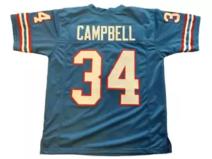 UNSIGNED CUSTOM Sewn Stitched Earl Campbell Blue Jersey - M, L, XL, 2XL, 3XL - Picture 1 of 2