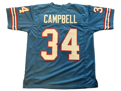 UNSIGNED CUSTOM Sewn Stitched Earl Campbell Blue Jersey - M, L, XL, 2XL, 3XL Cover
