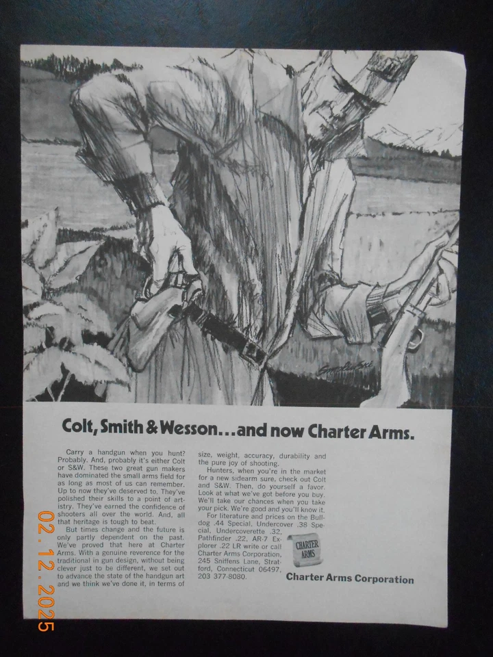 1956 Charter Arms Corporation Stratford CT hunting sidearm pistol AD Smolinski - Image 1 of 1