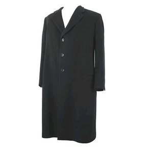 Neiman Marcus Sz 52L Black 3 Button Lana Wool Cashmere Blend Viscose Lined Coat - Picture 1 of 24