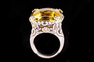John Hardy Sterling Silver 925 18k Gold Large Citrine Ring NR - Picture 1 of 5