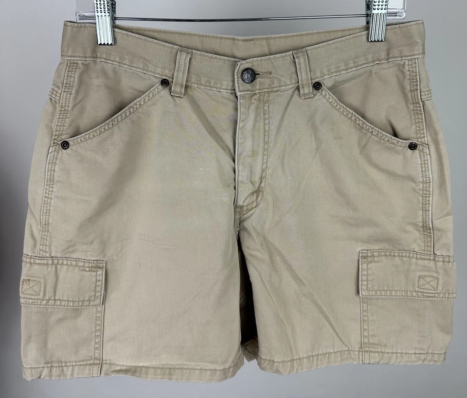 Pantalones Cortos Carga Y2K De Colección Para Mujer 29" Cintura Alta REAL Beige Utilitario Años 2000 Jinetes Foto 1 de 4