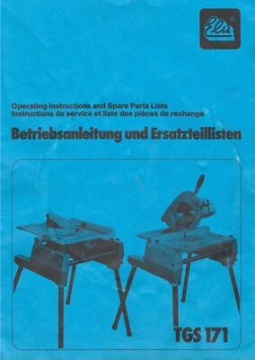 ELU TGS 171 /172 Betriebsanleitung u. Ersatzteilliste (PDF-Scan vom Original) - Bild 1 von 3