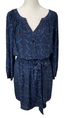 Vestido Shoshanna Seda Azul Corbata Cintura Talla 8 Cinturón Foto 1 de 4