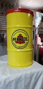 BOTE DE BASURA DE ACERO LAMINADO EN FRÍO ESTILO VINTAGE PENNZOIL 16 GALONES - Imagen 1 de 7