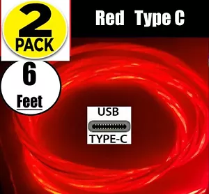 2 PACK LED 6FT Fast Charge Type C USB Cable Cord for Galaxy S21 S22 S23 S24 S25 - Picture 1 of 23