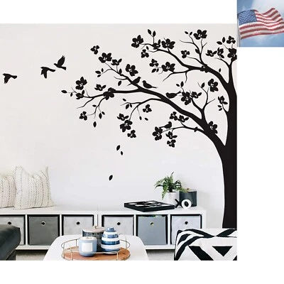 Large Corner Tree Wall Decal with Big Blossoms, Birds and Leaves Nursery Wall... - Image 1 of 3