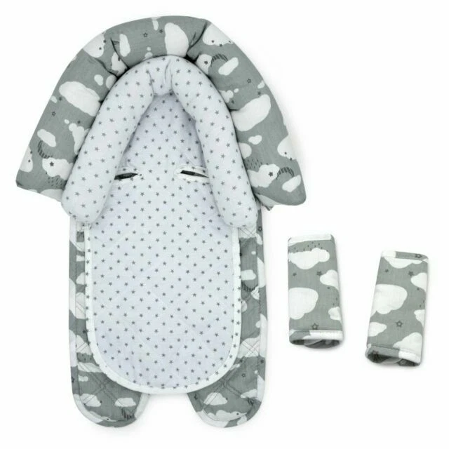 Goldbug Clouds Duo Car Seat Head Support and Strap Set - Gray