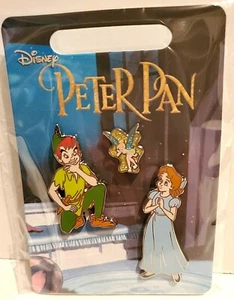 DISNEY PETER PAN TINKERBELL WENDY THREE TRADING LAPEL PIN SET ANIMATED MOVIE  - Picture 1 of 1