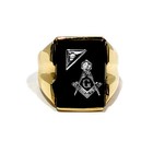 SOLID 10K YELLOW GOLD BLACK ONYX & DIAMONDS MASONIC RING ~ SIZE 7 1/4 for sale