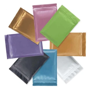 Borsa Cerniera Colore Foglio Alluminio Riutilizzabile Piatta Mylar Borsa Metallica 12x18cm 7x10 - Foto 1 di 12