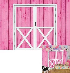 7x5ft Pink Barn Backdrop Western Cowgirl Birthday Party Decorations Props - Picture 1 of 7