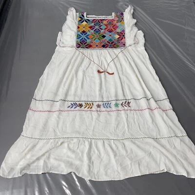Mexican Folklorico Oaxaca Dress Cross Stitch Puebla Tunic Embroidery Handmade - Imagem 1 de 4