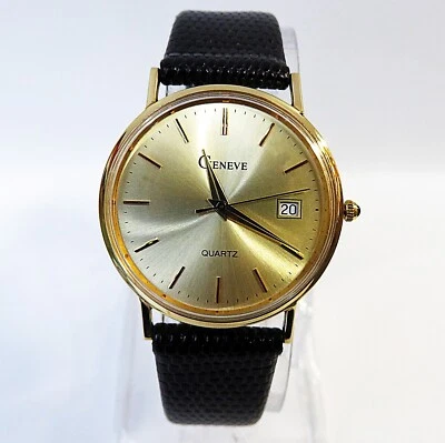 Швейцарские мужские кварцевые часы GENEVE 14K золото 33 мм - Изображение 1 из 4