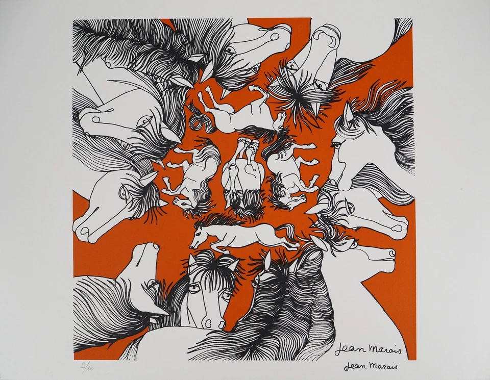 Jean MARAIS : Hommage au cheval, Lithographie signée - Photo 1/4