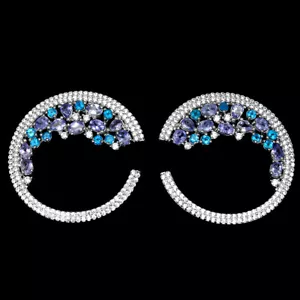 Summer 925 Silver Earrings Oval Tanzanite Apatite Natural Gemstone Jewelry - Picture 1 of 9