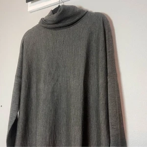 Eileen Fisher Sweater Turtleneck Charcoal Grey Gray Merino Wool Size Medium Flaw - Picture 1 of 11