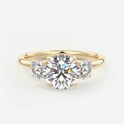 Gold Diamond Wedding Ring Round Lab Grown  2.5 Carat IGI Certified 14k Yellow  7 - Image 1 of 4