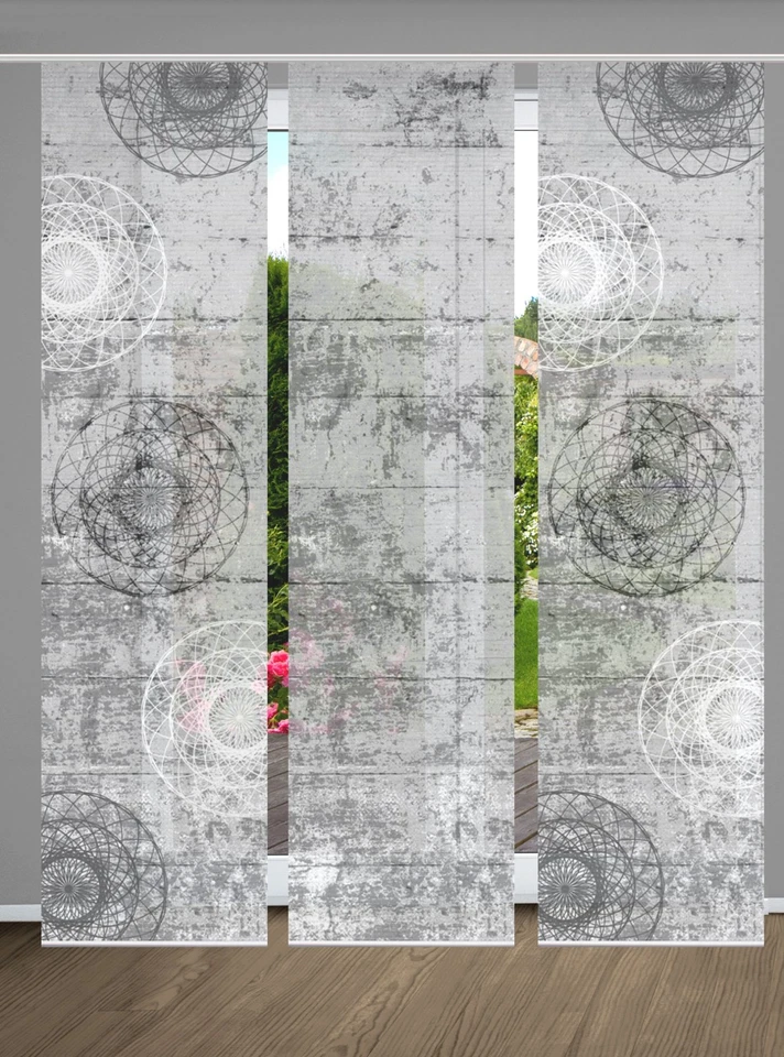 HOME in green 3er Set Schiebegardinen MANDRIGA, halbtransparent, Höhe 245 cm, gr - Bild 1 von 3