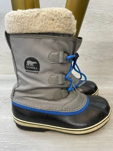Sorel Yoot Pac Boy's 5 Gray Snow Boot Waterproof Faux Fur Lined Flat Heel Toggle - Picture 1 of 9