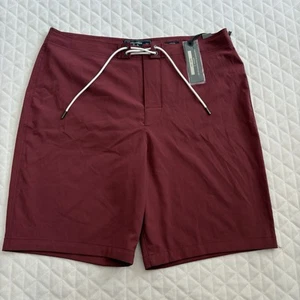 NWT Abercrombie & Fitch Swim Trunks Men’s 32 Red 9” Inseam Quick Dry Vacation - Picture 1 of 12